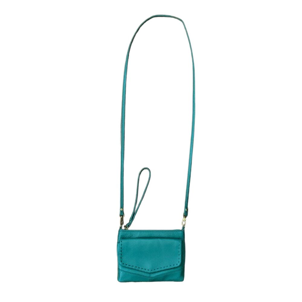 Hobo Stroll Leather Crossbody Bag Garden Green Small Adjustable Strap Wristlet - Picture 2 of 7